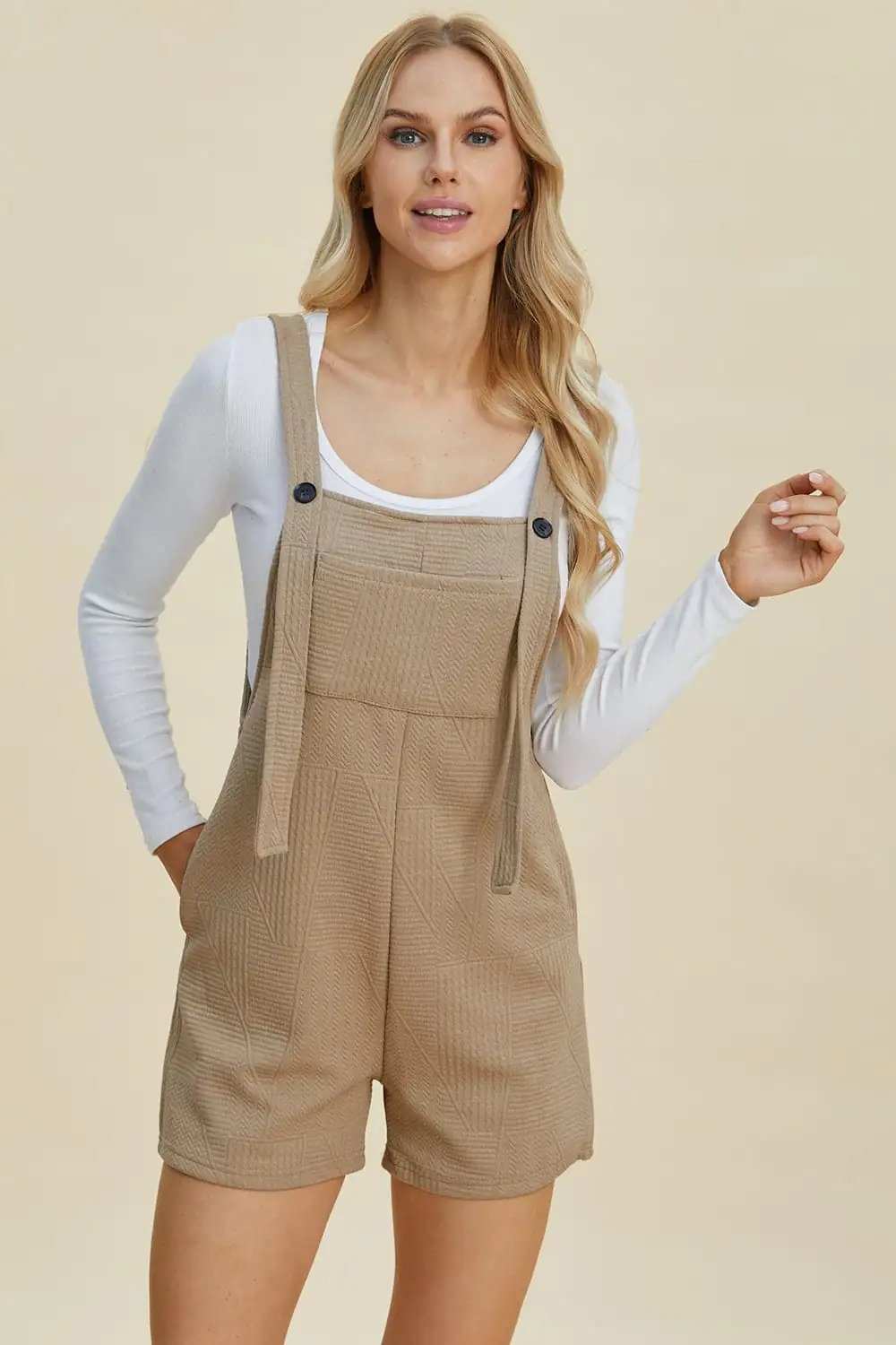 Double Take Full Size Texture Sleeveless Romper - Trendsi - Flyclothing LLC