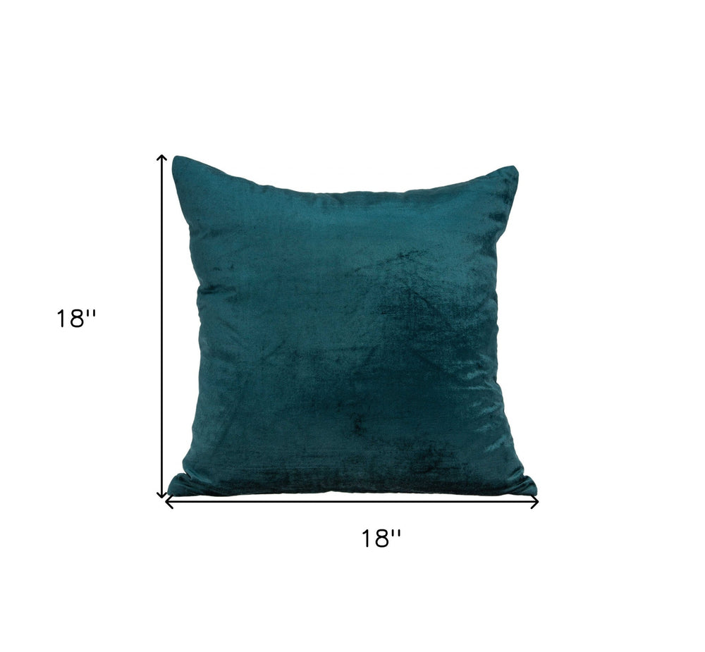 18" X 7" X 18" Transitional Teal Solid Pillow Cover With Poly Insert - Homeroots - Flyclothing LLC