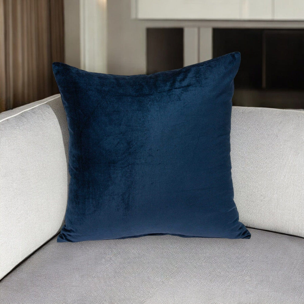 18" X 7" X 18" Transitional Navy Blue Solid Pillow Cover With Poly Insert - Homeroots
