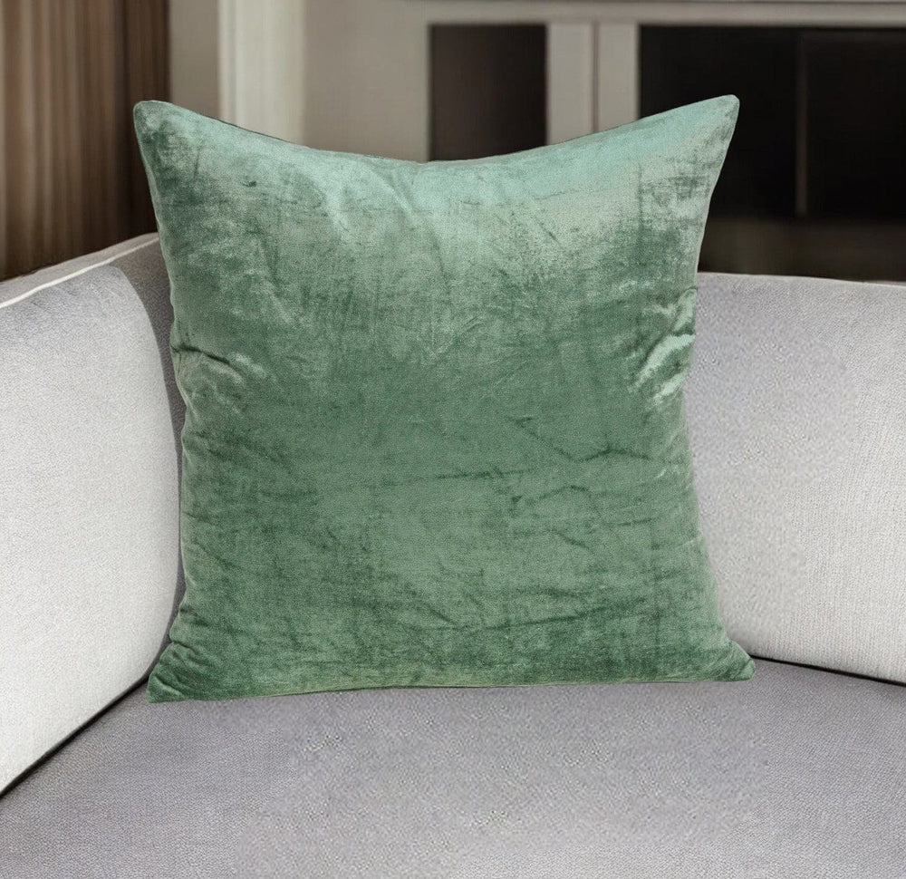 20" X 7" X 20" Transitional Green Solid Pillow Cover With Poly Insert - Homeroots