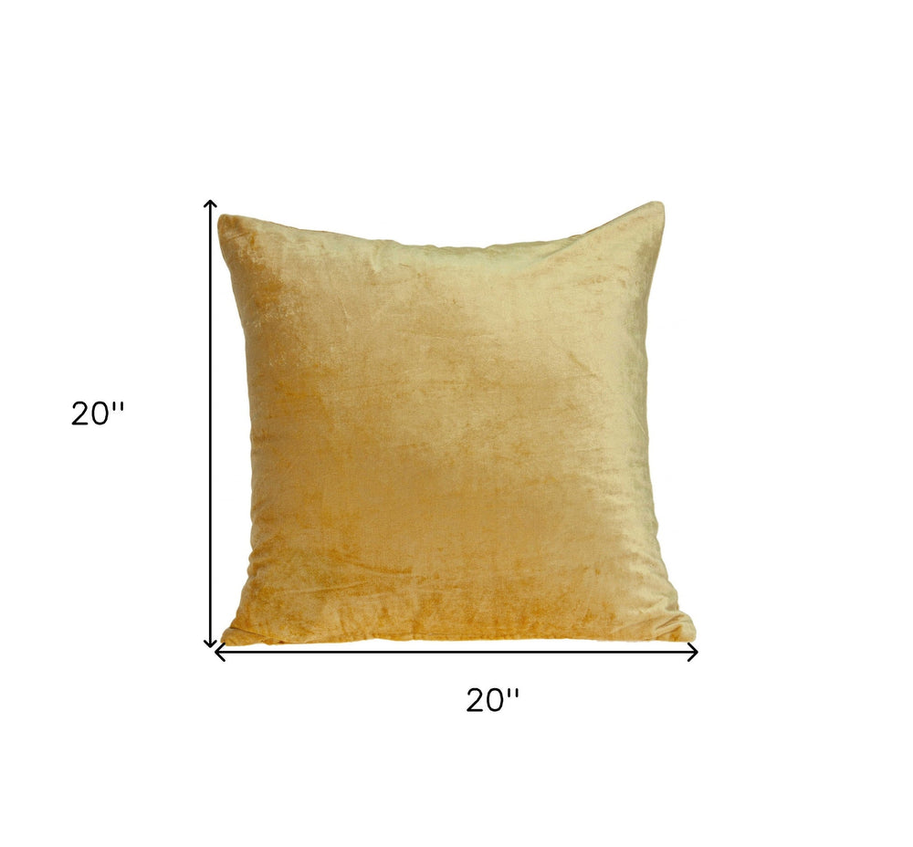 20" Yellow Cotton Blend Throw Pillow - Homeroots - Flyclothing LLC