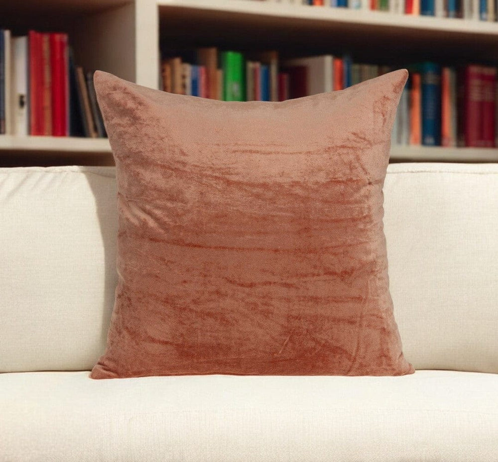 20" X 7" X 20" Transitional Orange Solid Pillow Cover With Poly Insert - Homeroots