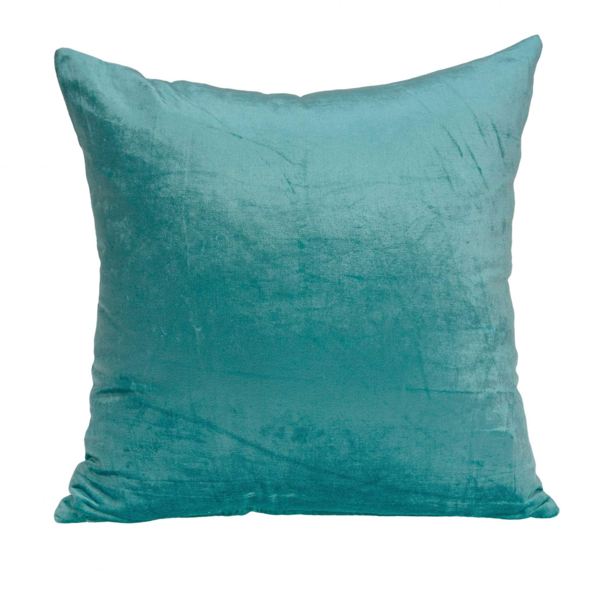 20" X 7" X 20" Transitional Aqua Solid Pillow Cover With Poly Insert - Homeroots - Flyclothing LLC