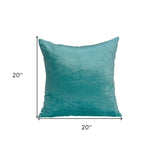 20" X 7" X 20" Transitional Aqua Solid Pillow Cover With Poly Insert - Homeroots - Flyclothing LLC