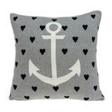 Casual Square Grey Nautical Anchor Accent Pillow - Homeroots
