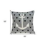 Casual Square Grey Nautical Anchor Accent Pillow - Homeroots