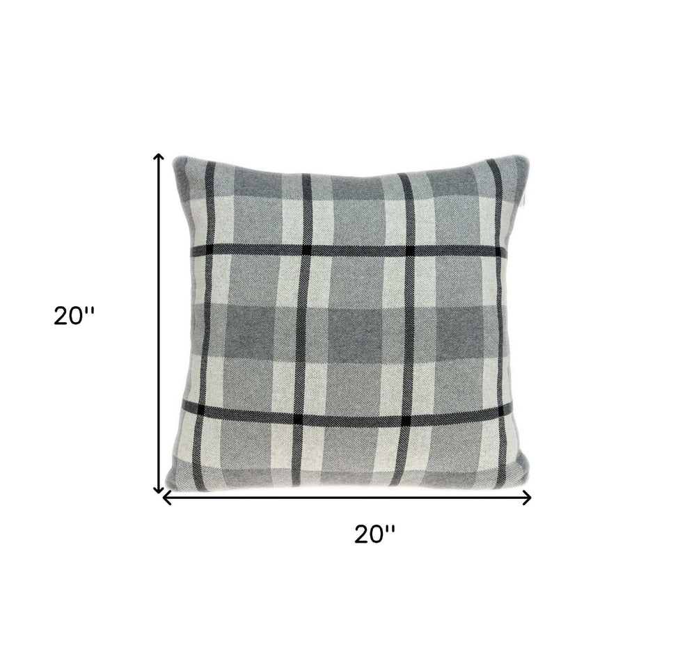 20" X 7" X 20" Transitional Tan & Grey Cotton Pillow Cover With Poly Insert - Homeroots - Flyclothing LLC