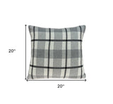 20" X 7" X 20" Transitional Tan & Grey Cotton Pillow Cover With Poly Insert - Homeroots