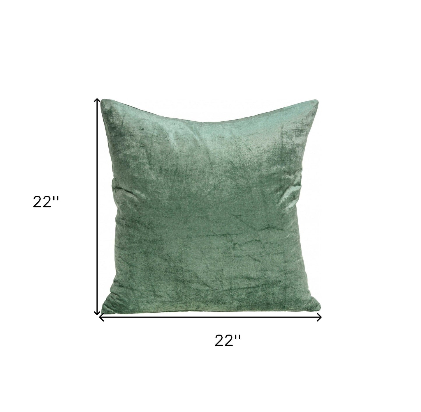 22" X 7" X 22" Transitional Green Solid Pillow Cover With Poly Insert - Homeroots - Flyclothing LLC