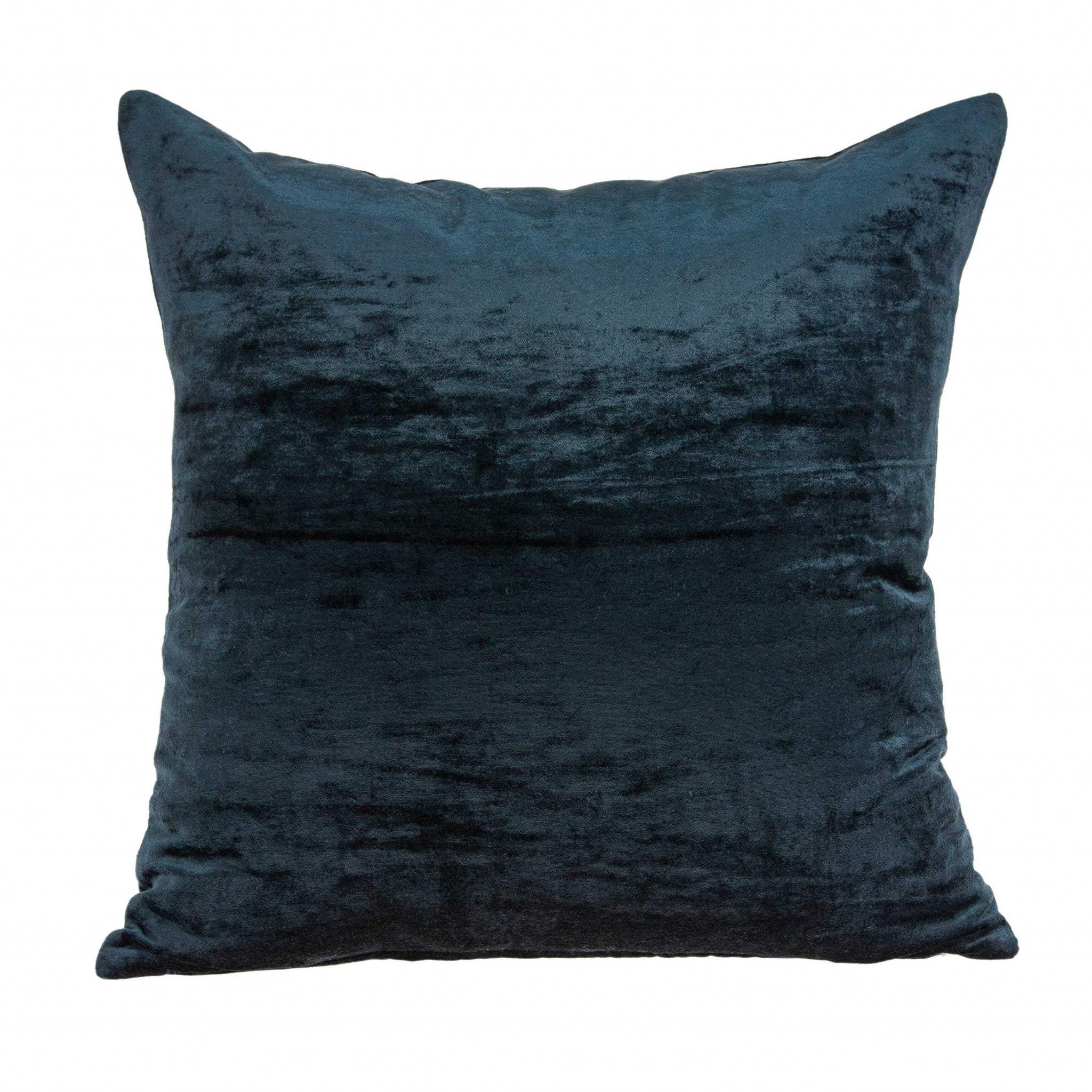 22" X 7" X 22" Transitional Dark Blue Solid Pillow Cover With Poly Insert - Homeroots - Flyclothing LLC
