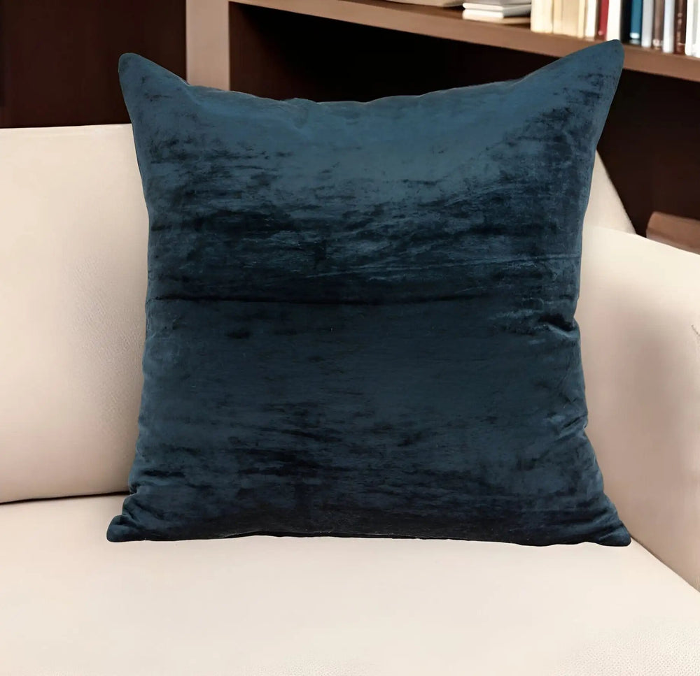 22" X 7" X 22" Transitional Dark Blue Solid Pillow Cover With Poly Insert - Homeroots