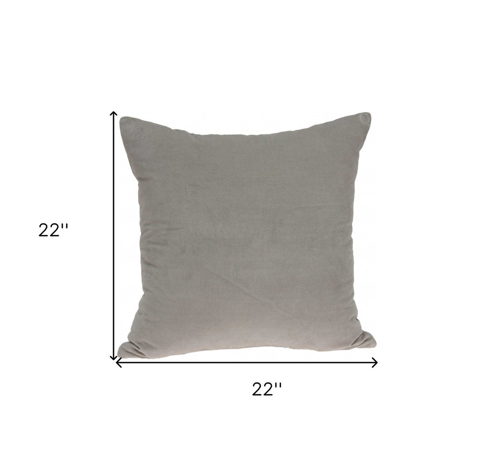 22" Gray Cotton Blend Throw Pillow - Homeroots - Flyclothing LLC