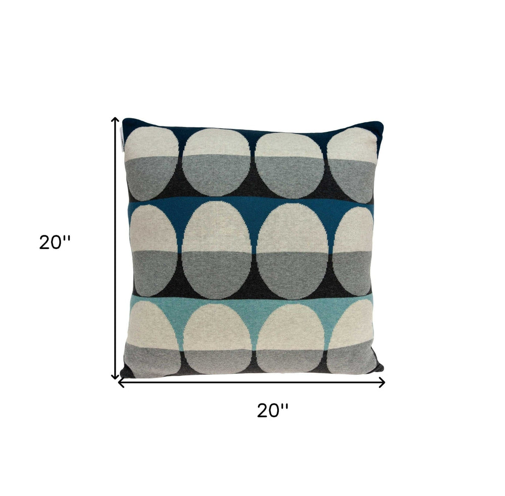 20" X 7" X 20" Transitional Gray And Blue Pillow Cover With Poly Insert - Homeroots - Flyclothing LLC
