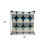 20" X 7" X 20" Transitional Gray And Blue Pillow Cover With Poly Insert - Homeroots