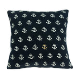 20" Blue and Off White Reversible Nautical Anchor Cotton Throw Pillow - Homeroots