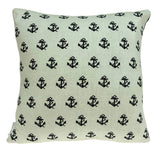 20" Blue and Off White Reversible Nautical Anchor Cotton Throw Pillow - Homeroots - Flyclothing LLC