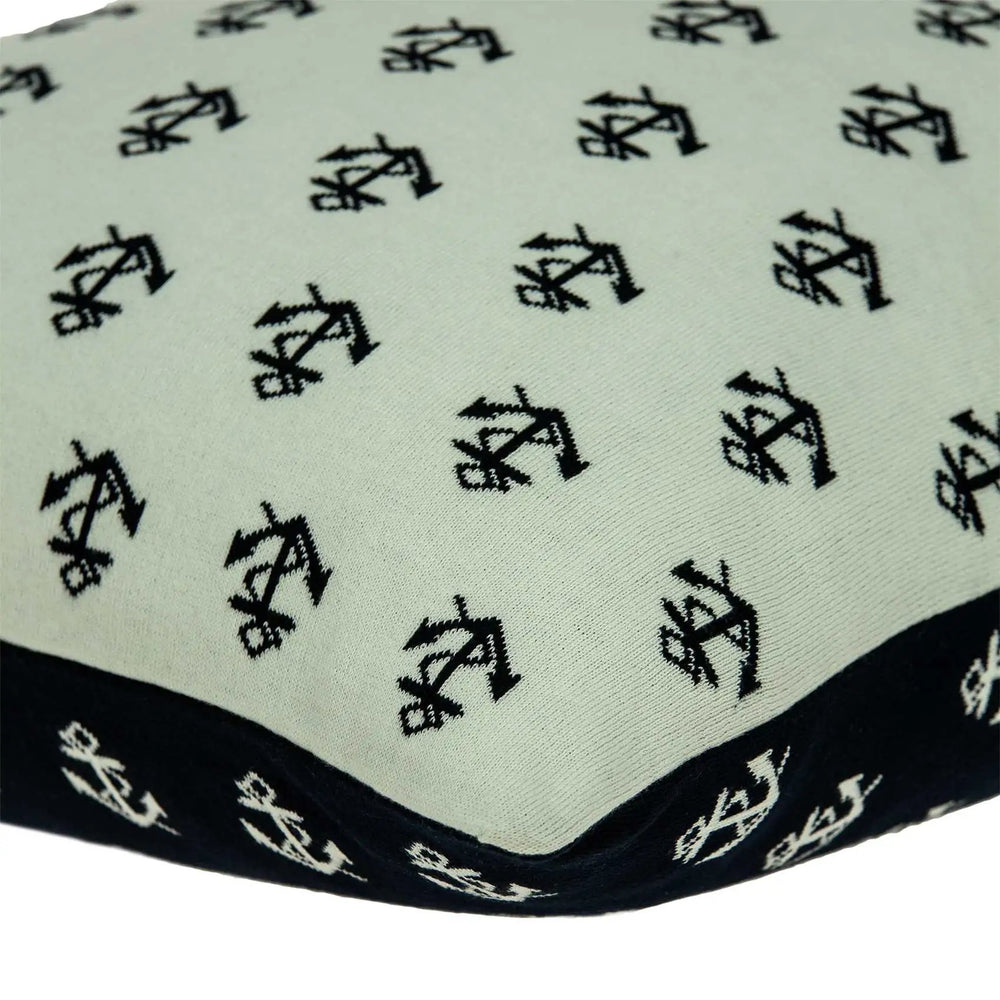 20" Blue and Off White Reversible Nautical Anchor Cotton Throw Pillow - Homeroots - Flyclothing LLC