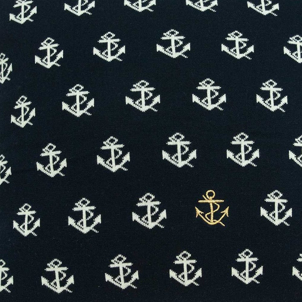 20" Blue and Off White Reversible Nautical Anchor Cotton Throw Pillow - Homeroots - Flyclothing LLC