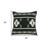 20" X 7" X 20" Southwest Black Cotton Pillow Cover With Poly Insert - Homeroots - Flyclothing LLC