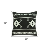 20" X 7" X 20" Southwest Black Cotton Pillow Cover With Poly Insert - Homeroots