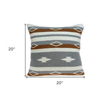 20" X 20" Tan Southwestern Cotton Zippered Pillow - Homeroots