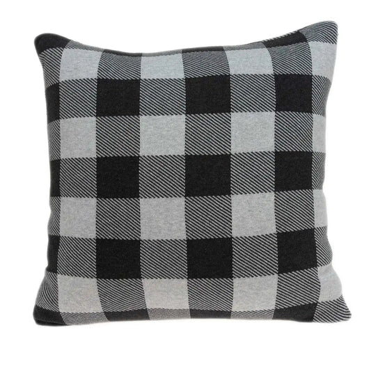 20" Gray Plaid Cotton Throw Pillow - Homeroots