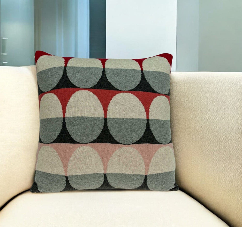 20" X 7" X 20" Transitional Gray And Red Pillow Cover With Poly Insert - Homeroots