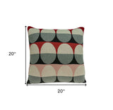 20" X 7" X 20" Transitional Gray And Red Pillow Cover With Poly Insert - Homeroots