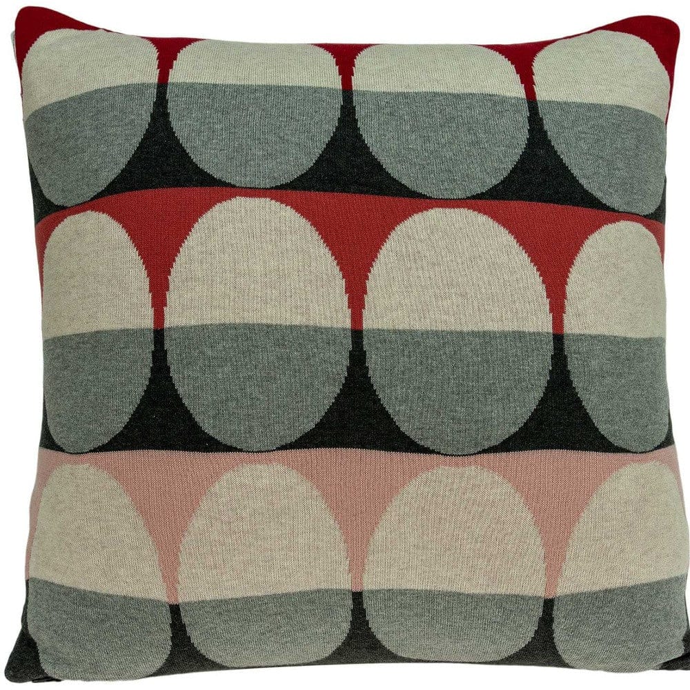 20" X 7" X 20" Transitional Gray And Red Pillow Cover With Poly Insert - Homeroots - Flyclothing LLC