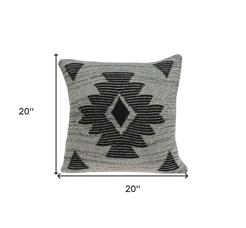 20" X 7" X 20" Southwest Gray Cotton Pillow Cover With Poly Insert - Homeroots - Flyclothing LLC