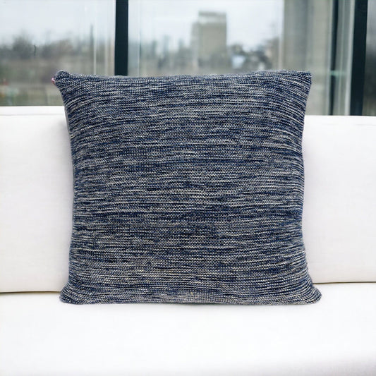 20" Blue Woven Cotton Blend Throw Pillow - Homeroots