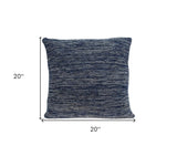 20" Blue Woven Cotton Blend Throw Pillow - Homeroots