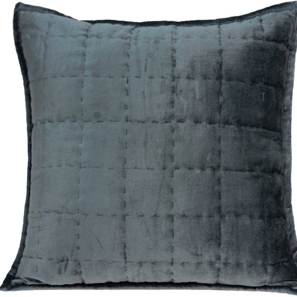 20" X 7" X 20" Transitional Charcoal Solid Quilted Pillow Cover With Poly Insert - Homeroots - Flyclothing LLC