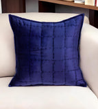 20" X 7" X 20" Transitional Royal Blue Quilted Pillow Cover With Poly Insert - Homeroots