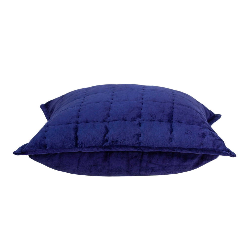 20" X 7" X 20" Transitional Royal Blue Quilted Pillow Cover With Poly Insert - Homeroots - Flyclothing LLC