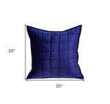 20" X 7" X 20" Transitional Royal Blue Quilted Pillow Cover With Poly Insert - Homeroots