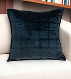 20" X 7" X 20" Transitional Dark Blue Quilted Pillow Cover With Poly Insert - Homeroots