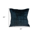 20" X 7" X 20" Transitional Dark Blue Quilted Pillow Cover With Poly Insert - Homeroots - Flyclothing LLC