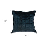 20" X 7" X 20" Transitional Dark Blue Quilted Pillow Cover With Poly Insert - Homeroots