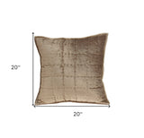 20" X 7" X 20" Transitional Taupe Solid Quilted Pillow Cover With Poly Insert - Homeroots