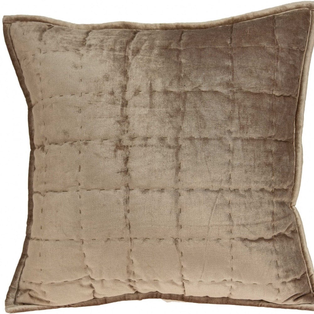 20" X 7" X 20" Transitional Taupe Solid Quilted Pillow Cover With Poly Insert - Homeroots - Flyclothing LLC