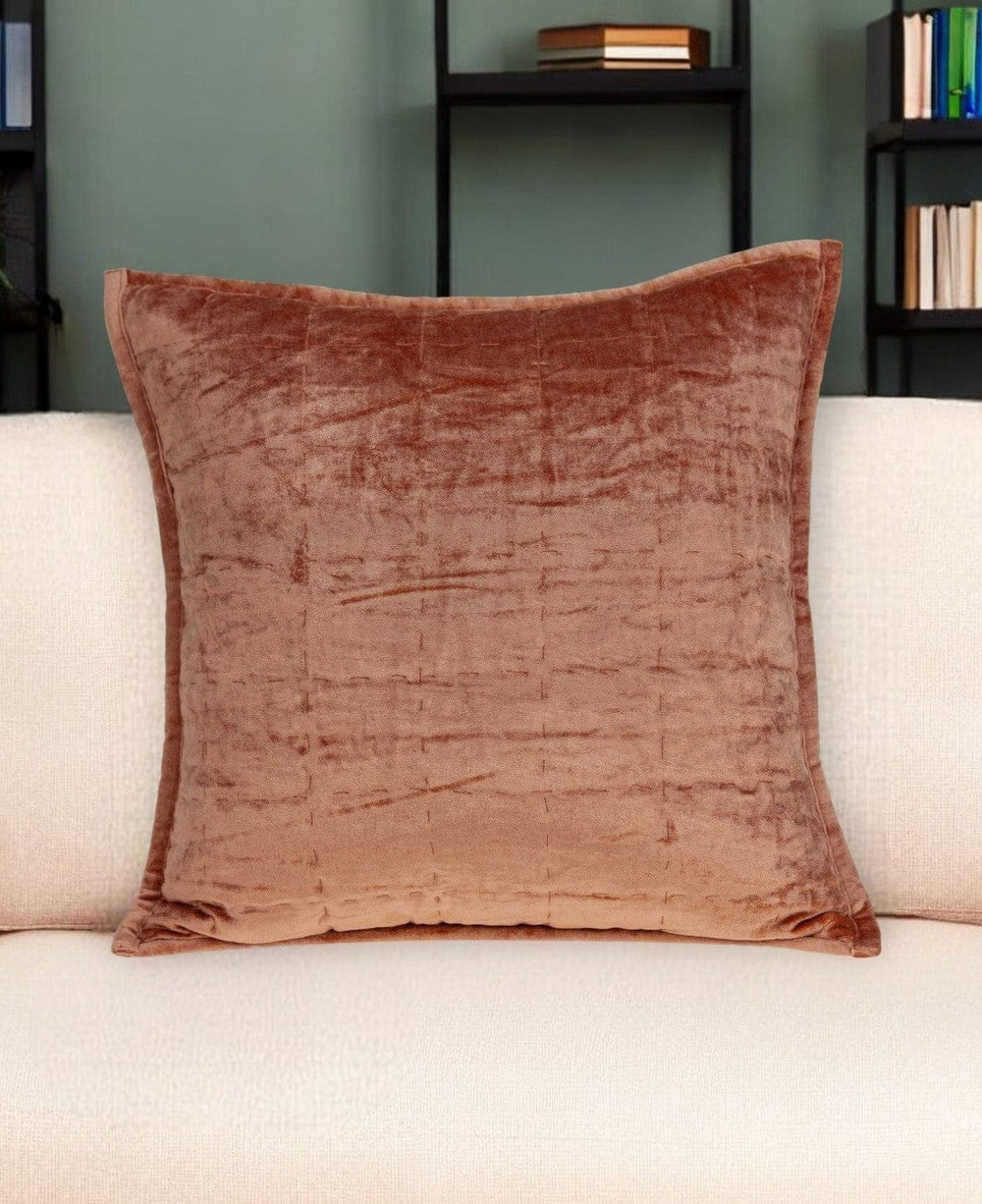 20" X 7" X 20" Transitional Orange Solid Quilted Pillow Cover With Poly Insert - Homeroots