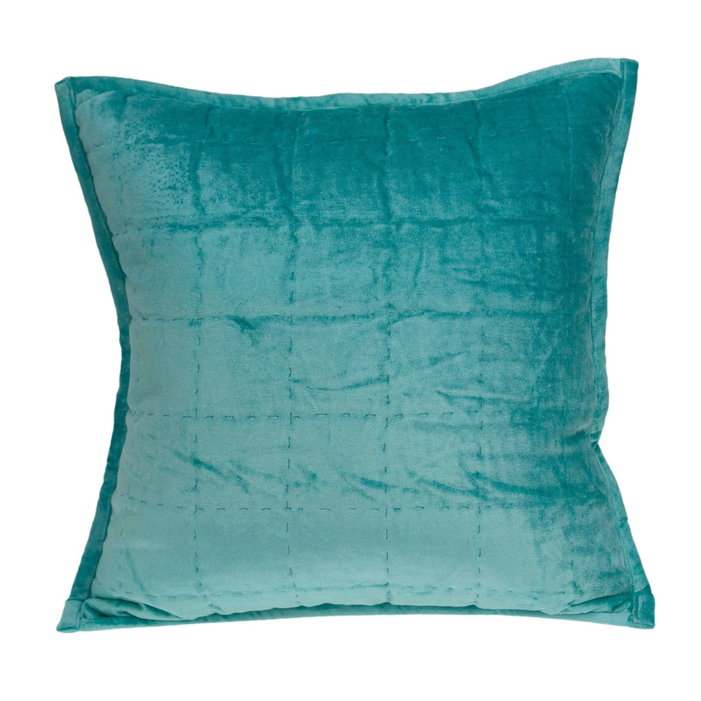 20" X 7" X 20" Transitional Aqua Solid Quilted Pillow Cover With Poly Insert - Homeroots - Flyclothing LLC