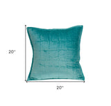 20" X 7" X 20" Transitional Aqua Solid Quilted Pillow Cover With Poly Insert - Homeroots
