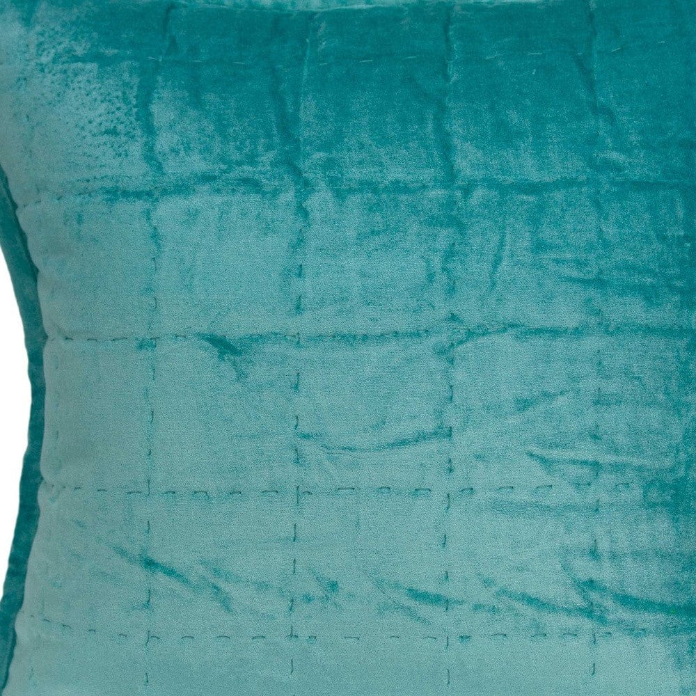20" X 7" X 20" Transitional Aqua Solid Quilted Pillow Cover With Poly Insert - Homeroots - Flyclothing LLC