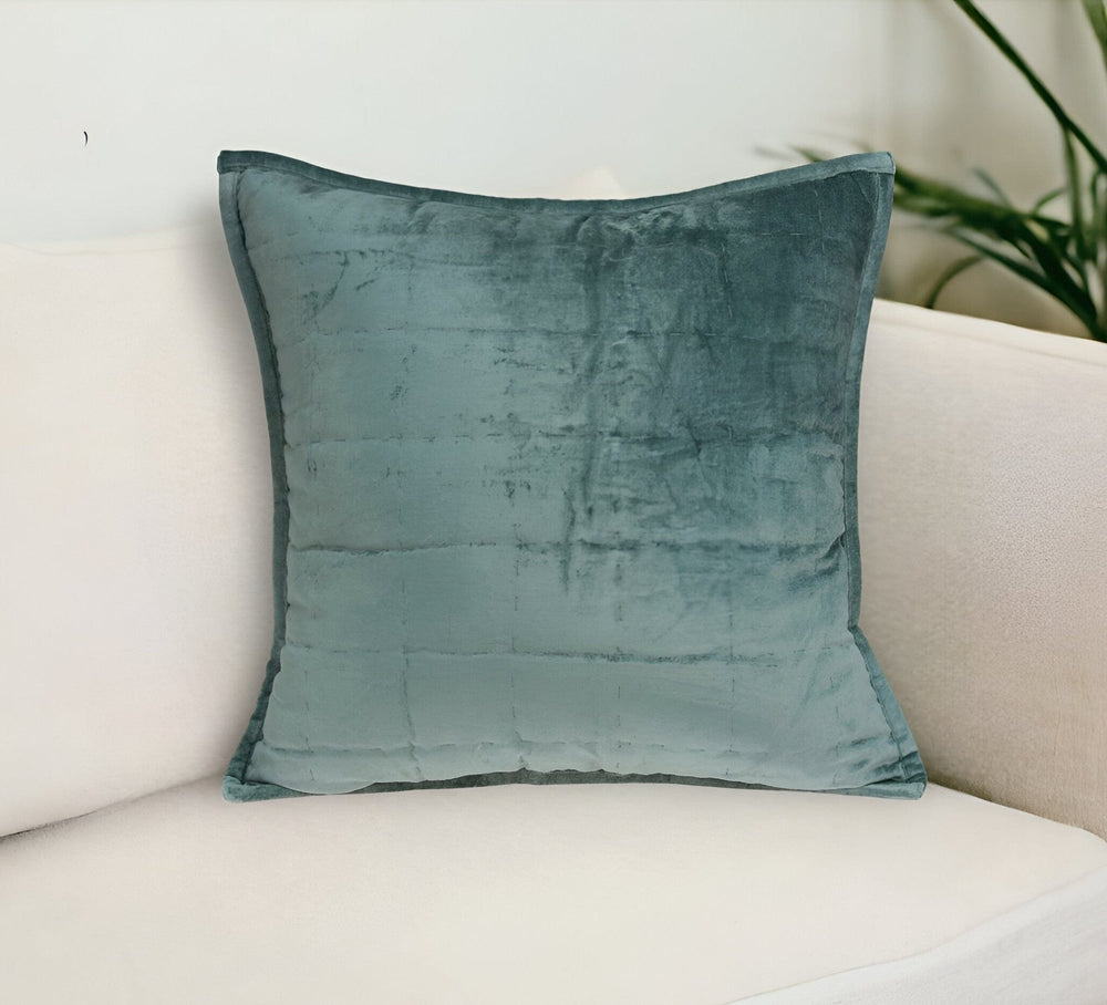 20" X 7" X 20" Transitional Sea Foam Solid Quilted Pillow Cover With Poly Insert - Homeroots