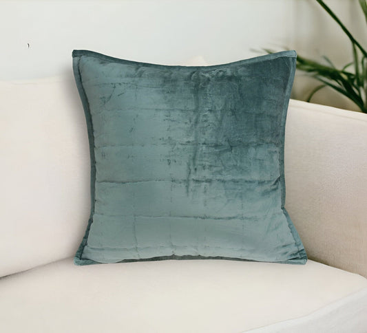 20" X 7" X 20" Transitional Sea Foam Solid Quilted Pillow Cover With Poly Insert - Homeroots