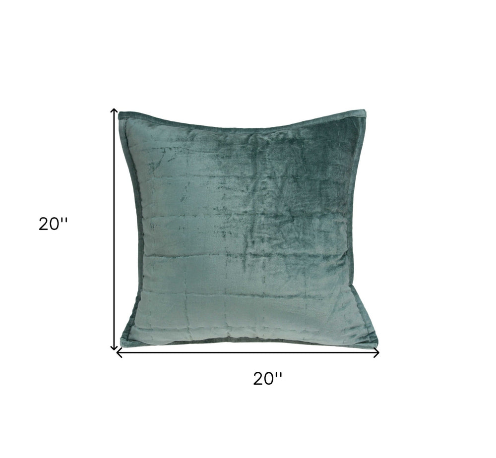 20" X 7" X 20" Transitional Sea Foam Solid Quilted Pillow Cover With Poly Insert - Homeroots - Flyclothing LLC