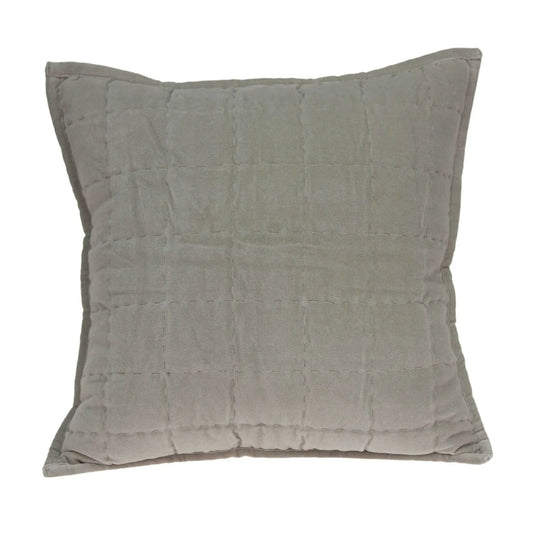 20" X 7" X 20" Transitional Gray Solid Quilted Pillow Cover With Poly Insert - Homeroots