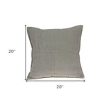 20" X 7" X 20" Transitional Gray Solid Quilted Pillow Cover With Poly Insert - Homeroots